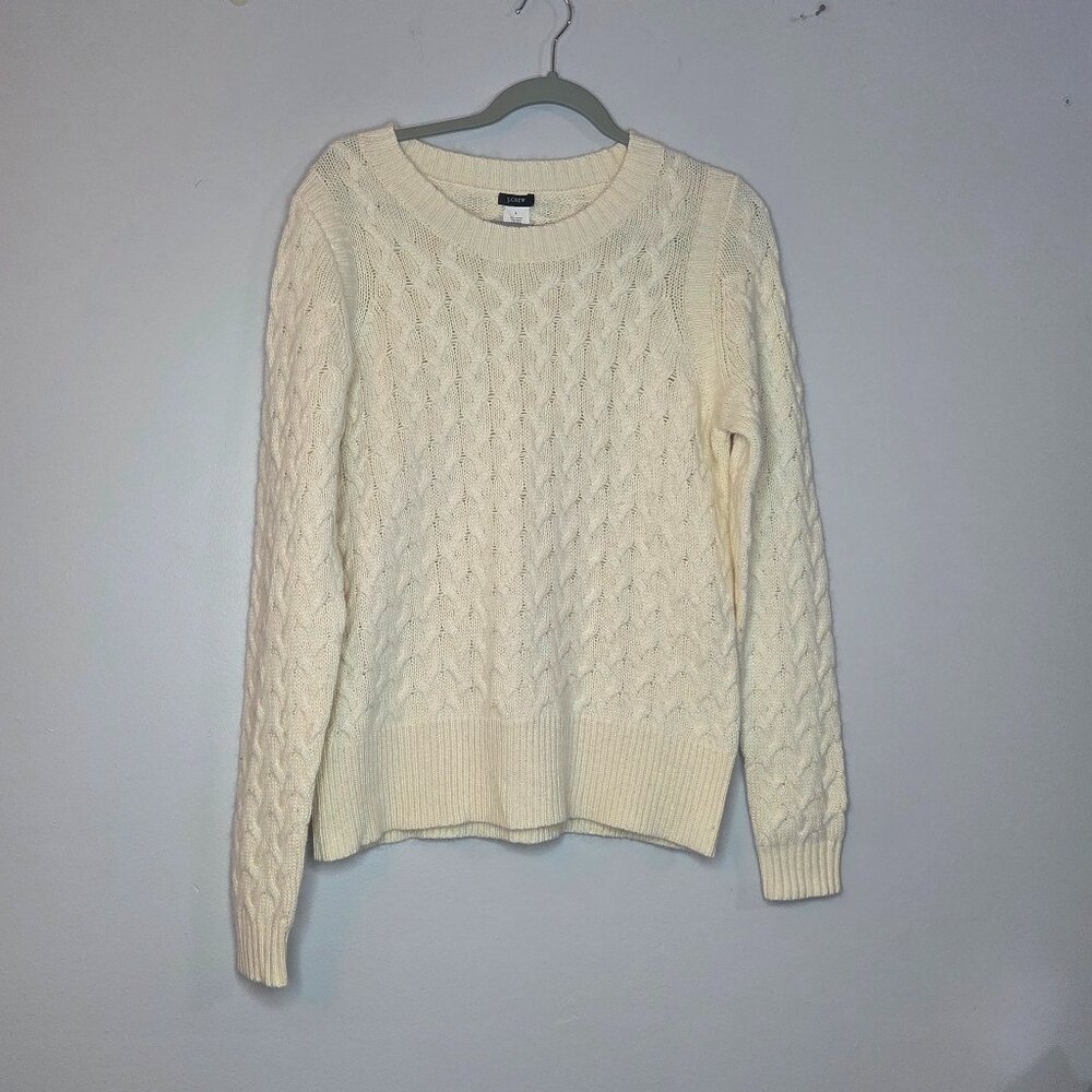 J. Crew Cable Knit Cozy Warm Cream Sweater,  Size S